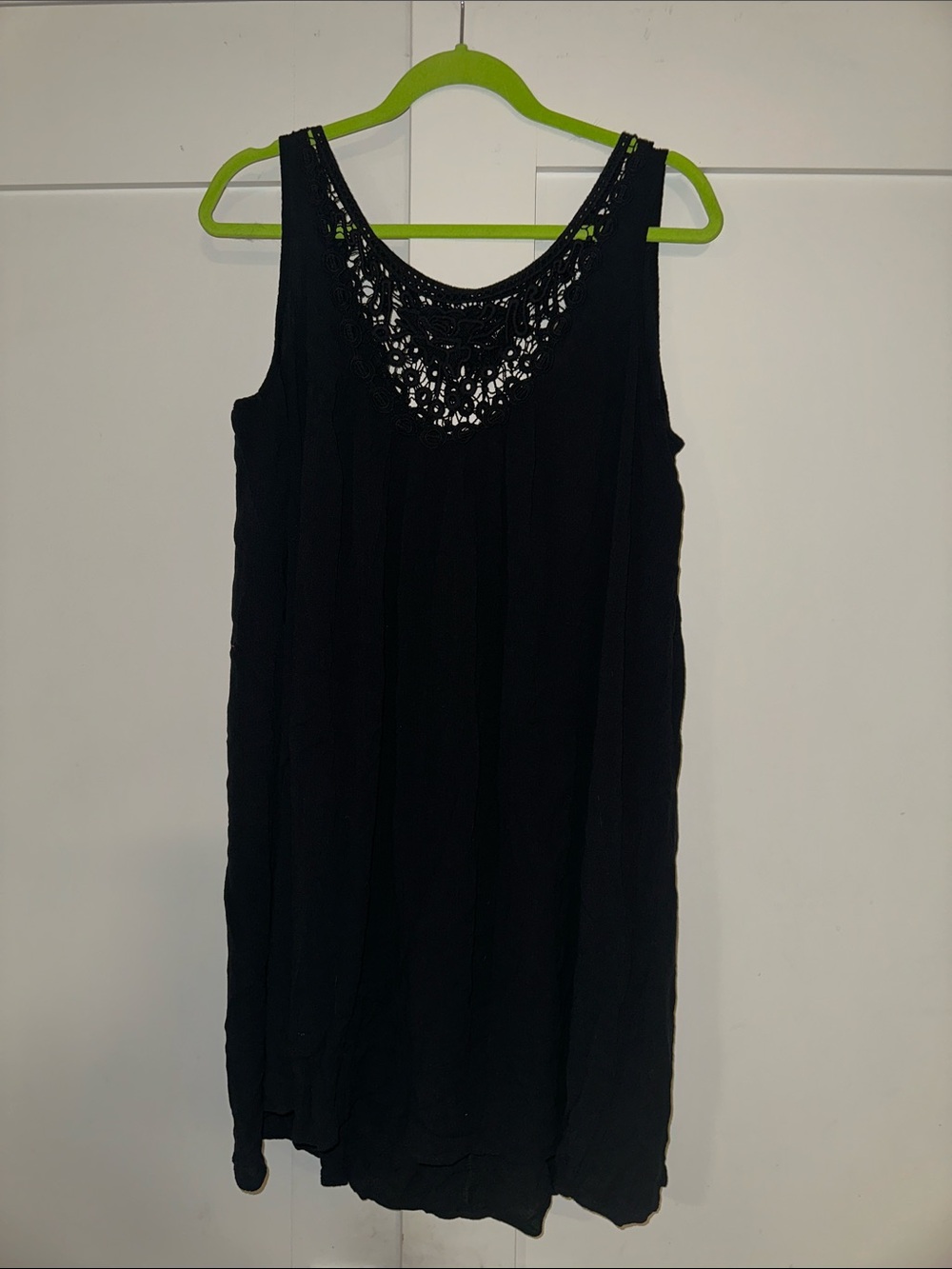 Ellos -  Black Crochet-Trim Swim Coverup,Size:22